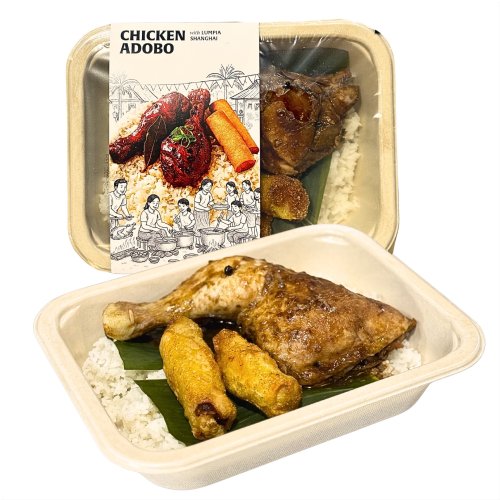 Pure Pak Chicken Adobo with Lumpia