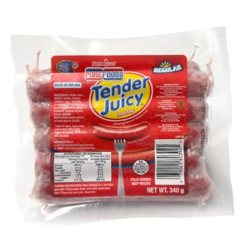 Pure Foods Tender Juicy Hotdog 340g
